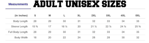 adult size chart
